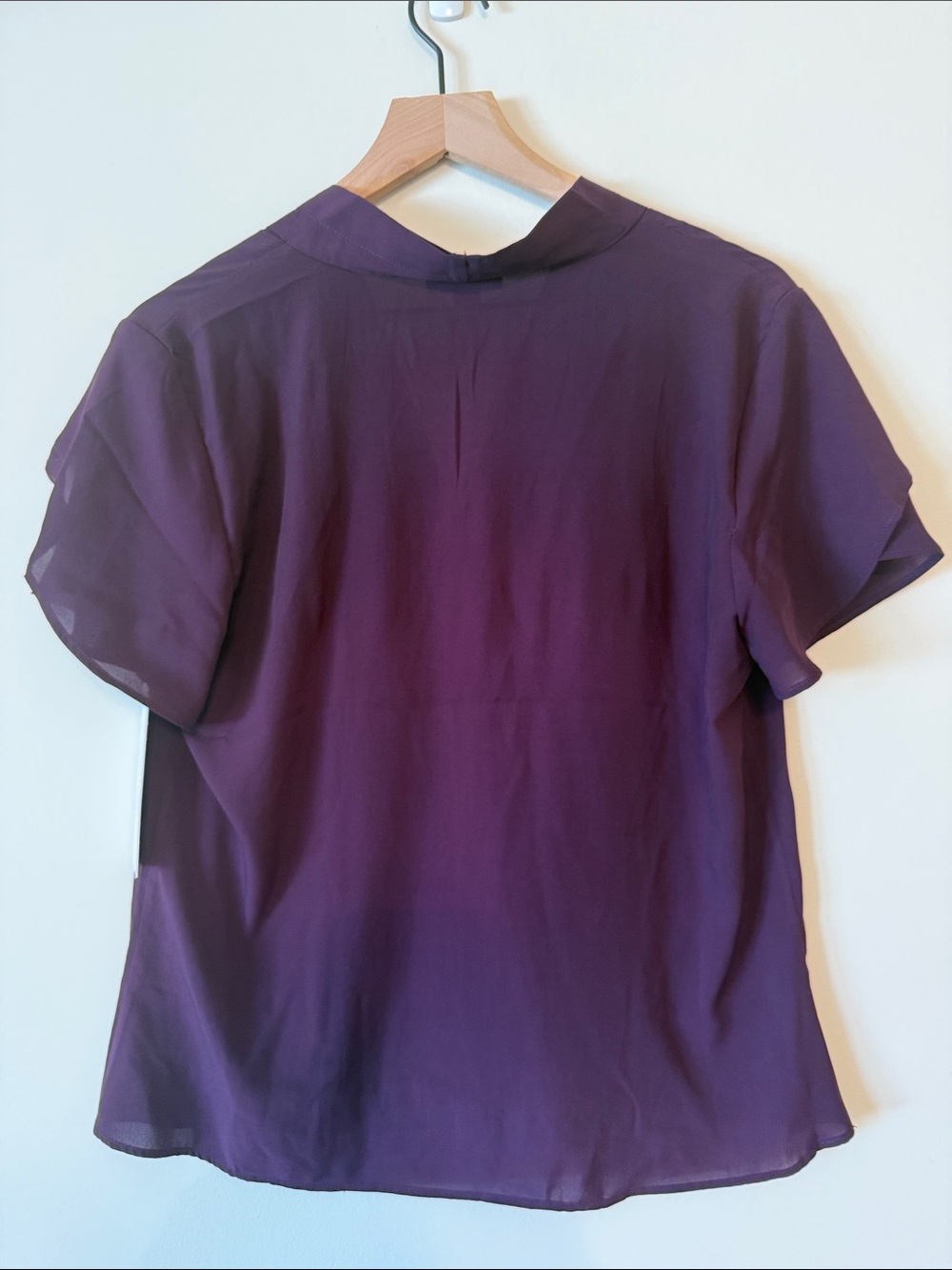 CALVIN KLEIN Deep Purple V-Neck Short Sleeve Blouse - Picture 3 of 9